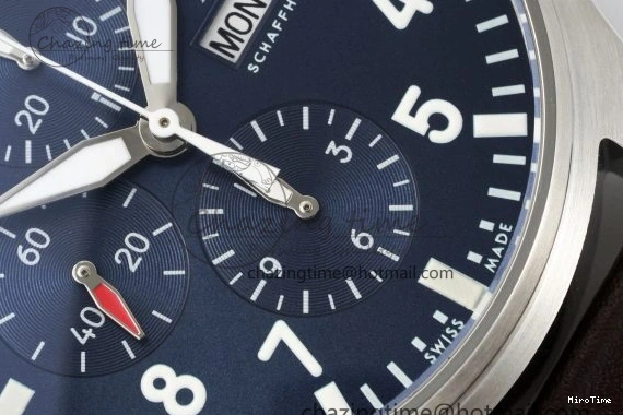 MIROTIME 0407 Pilot Chrono SS AZF 1:1 Best Edition Blue Dial on Brown Leather Strap A TimelessDesign 7060